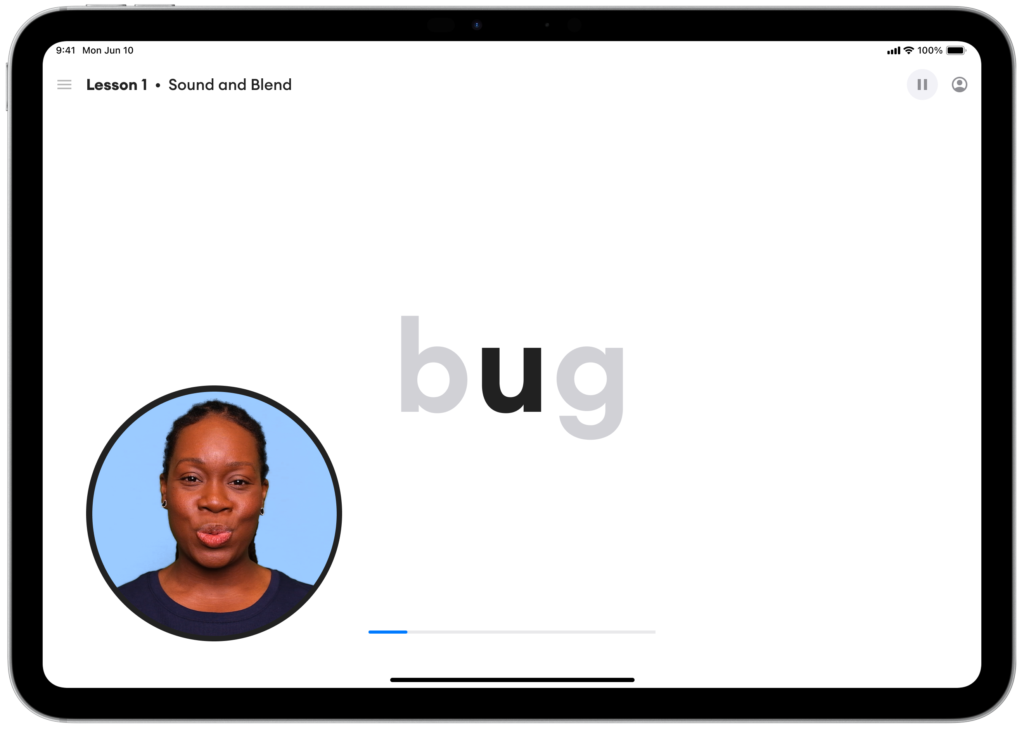 A screenshot of the teacher offering an instant video correction of student speech in Bloom